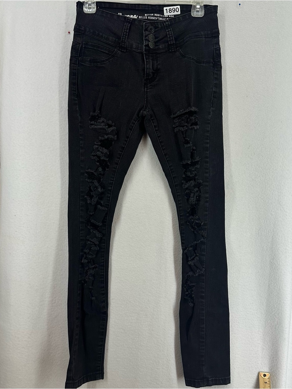 Havana Better Booty Low Rise Distressed Skinny Jeans Women’s Size 9 Black Denim